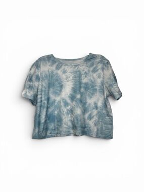 Tie Dye Blue White Crop Cropped Short Sleeve T-Shirt Women’s Large